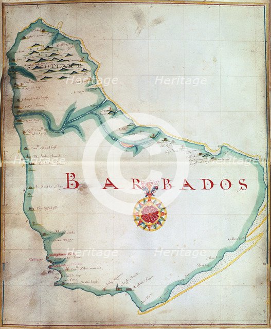 Map of Barbados, 1683. Artist: Unknown