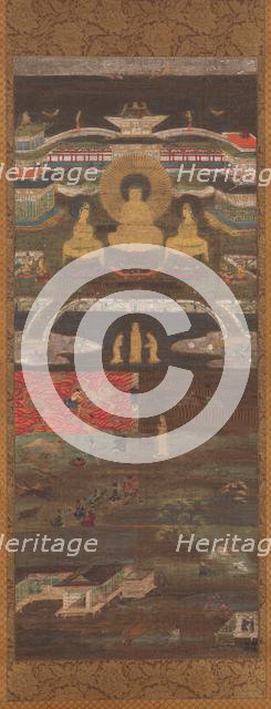 The White Path to the Western Paradise across Two Rivers (Niga Byakudo), 1200s. Creator: Unknown.