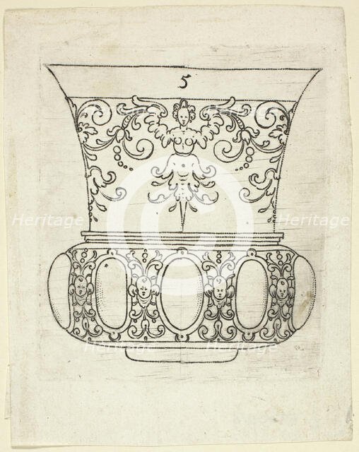 Plate 5, from XX Stuck zum (ornamental designs for goblets and beakers), 1601. Creator: Master AP.