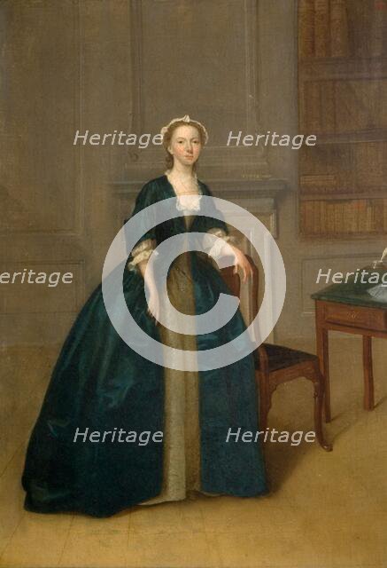 Portrait Of A Woman In Dark Blue, 1785. Creator: Arthur Devis.