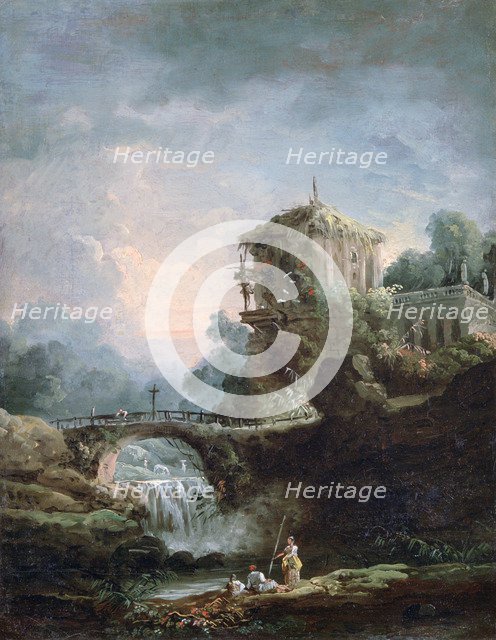 'Landscape with Waterfall', c1750-1808. Artist: Robert Hubert
