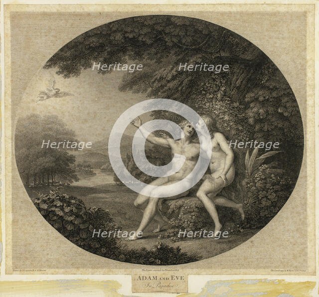 Adam and Eve in Paradise, n.d. Creators: Francesco Bartolozzi, Benjamin Thomas Pouncy, William Byrne.