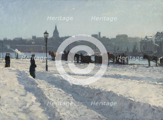 Winter Scene from the Stockholm Waterfront , 1899. Creator: Alfred Bergström.