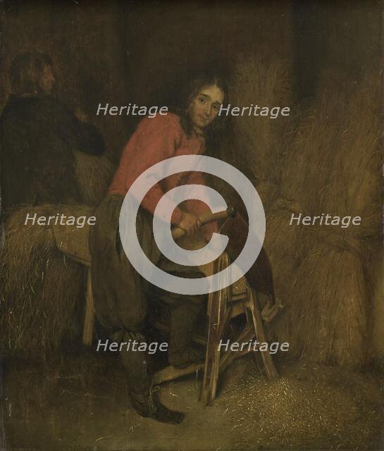 Trimming bales of hay, 1660-1684. Creator: Gaspar Netscher.
