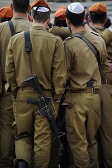 Soldiers of Israel's military visiting the Western Wall, Jerusalem, Israel, 2013. Creator: LTL.