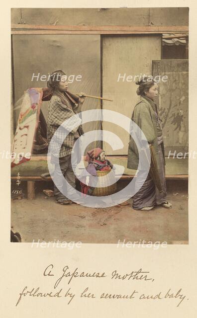 A Japanese mother followed by her servant and baby, about 1873-1883. Creator: Shinichi Suzuki I.