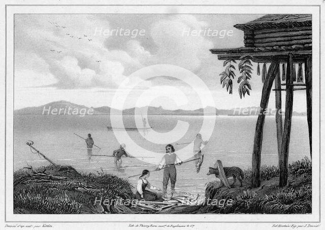 Fishing in Kamchatka, 19th century. Creators: Friedrich Heinrich Kittlitz, Godefroy Engelmann, Jules David, Edouard Jean Marie Hostein.