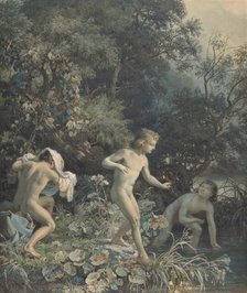 Riverside with Three Bathing Boys, 19th century. Creator: Christian Friedrich Gille.