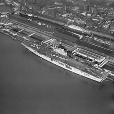 HMS 'Centaur' docked in Liverpool, Merseyside, 1963. Artist: Langridge.