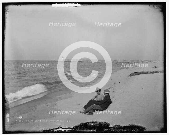 The Beach at Macatawa Park, Mich., between 1890 and 1901. Creator: Unknown.