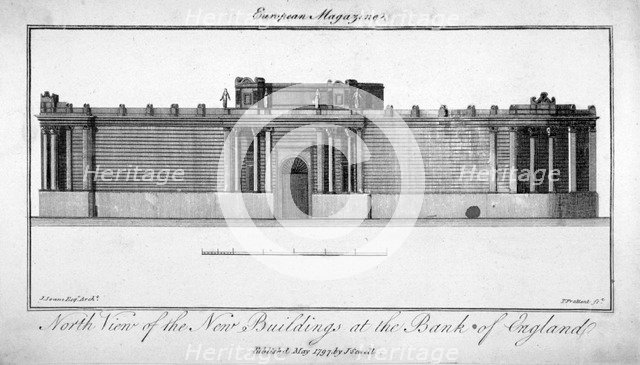 North view of the new buildings at the Bank of England,  City of London, 1797.                       Artist: Thomas Prattent