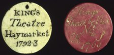 Subscription tokens for the King's Theatre, Haymarket, London, 18th century. Artist: Unknown