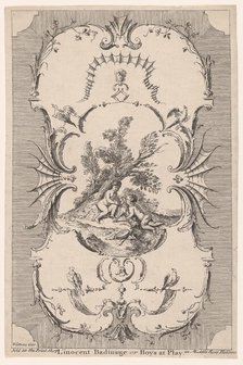 Design for Wallpaper "L'Innocent Badinage, or Boys at Play", ca. 1745-50., ca. 1745-50. Creator: Paul Sandby.