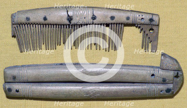 Viking Bone Comb and Comb Case. Artist: Unknown