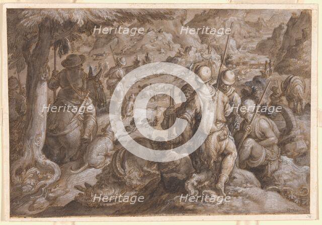 Men Hunting Ibexes with Hounds, 1578. Creator: Joannes Stradanus.