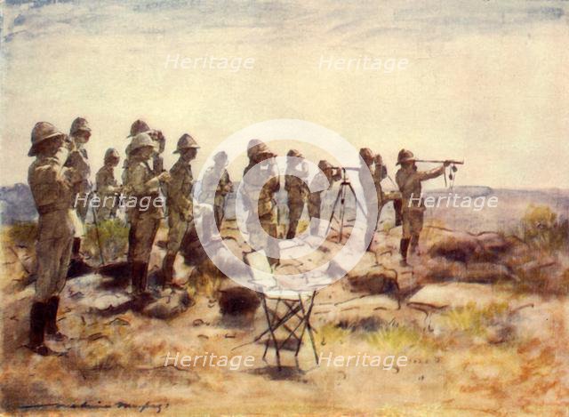 'Lord Roberts and Staff Watching the Battle of Osfontein', 1900, (1901). Creator: Mortimer L Menpes.