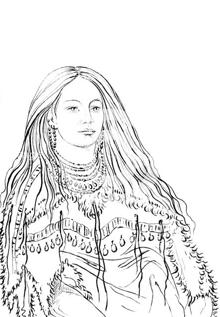 Portrait of 'Mint', Native American woman, 1841.Artist: Myers and Co