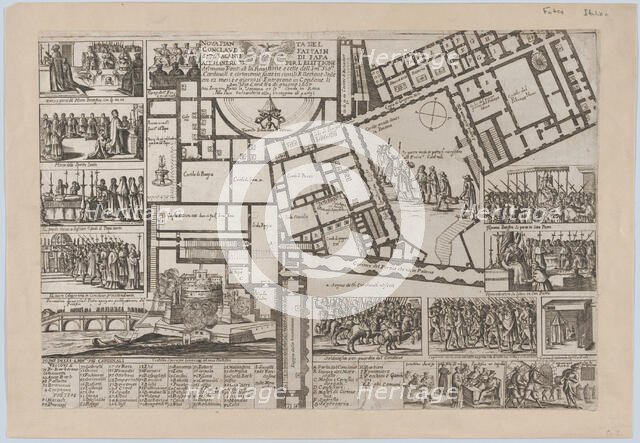 Papal conclave following the death of Pope Alessandro VII..., 1667. Creator: Giovanni Giacomo De Rossi.