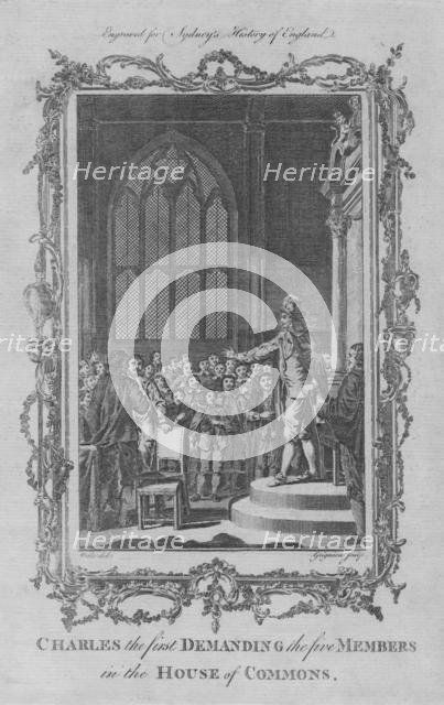 'Charles I demanding the five members in the House of Commons', 1773.  Creator: Charles Grignion.