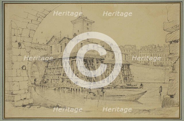 The Notre Dame Pump, Paris, c1810-1850. Creator: Samuel Prout.