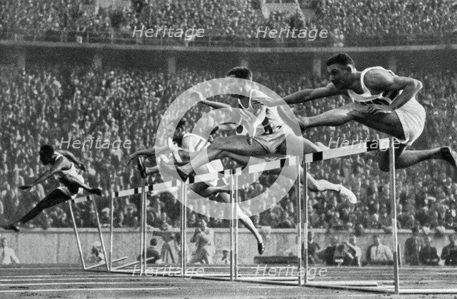 Forrest Towns, American Olympic champion in the 110 metres hurdles, 1936. Artist: Unknown