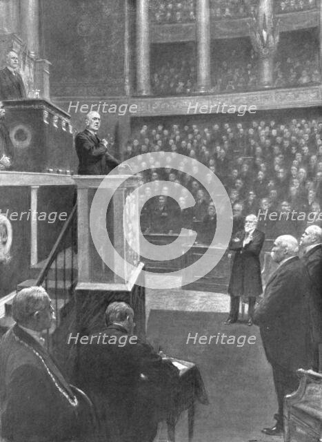 'La Paix Victorieuse; La reception de M Wilson a la Chambre Francais: Le president Wilson..., 1919. Creator: Unknown.