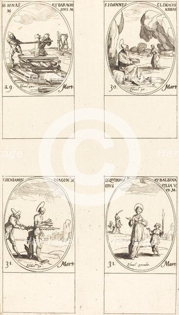 Sts. Jonas & Barachisius; St. John Climacus, Abbot; St. Benjamin; Sts. Quirinus & Bal. Creator: Jacques Callot.