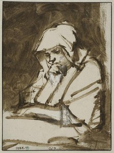 Hendrickje Stoffels sitting by a window with open eyes, ca 1655-1656. Creator: Rembrandt Harmensz van Rijn.