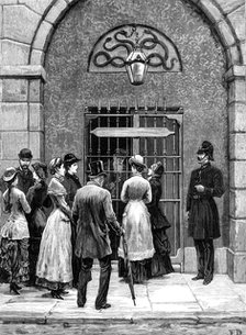 Waiting to see the prisoners: a sketch at Kilmainham Jail, Dublin, 1881. Creator: Unknown.