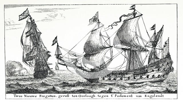 Two New Frigates Launched for War Against the Parliament of England, c1652-1654, (1896).  Creator: Unknown.