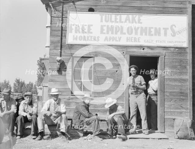 California State Employment Service office, Tulelake, Siskiyou County, California, 1939. Creator: Dorothea Lange.