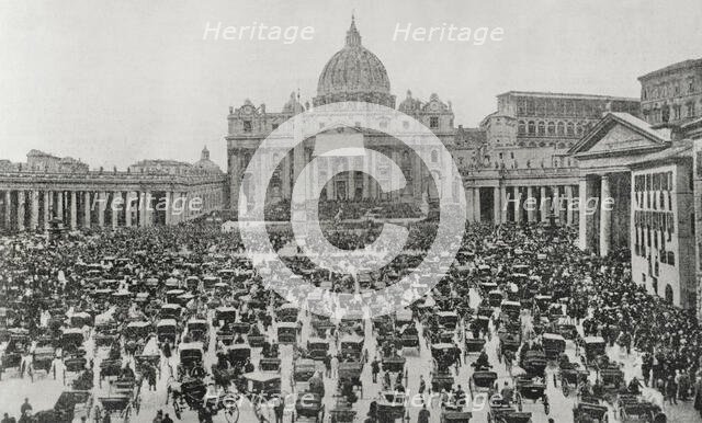 Blessing of Pope Leo XIII, Saint Peter's Square, Vatican City, Rome, Holy Week, 1898.  Creator: Unknown.