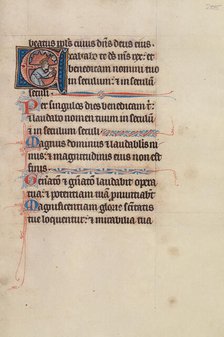 Initial E: David Praying; Bute Psalter, text and illumination about 1285. Creator: Bute Master.