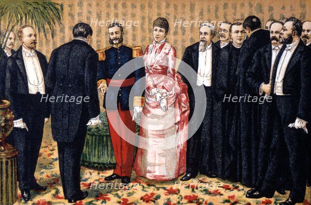 Catalan Commission giving the King Alphonse XII the Memorial of Insults to Catalonia. March 17, 1…