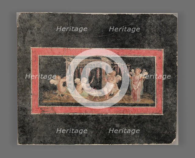 Fresco Fragment with Four Cupids Hanging Garlands, A.D. 50-79. Creator: Unknown.