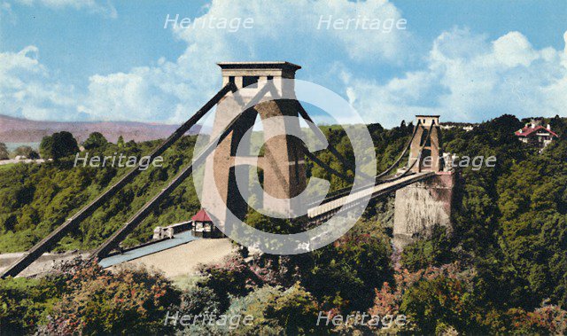 'Clifton Suspension Bridge from the Observatory', c1940s. Artist: Unknown.
