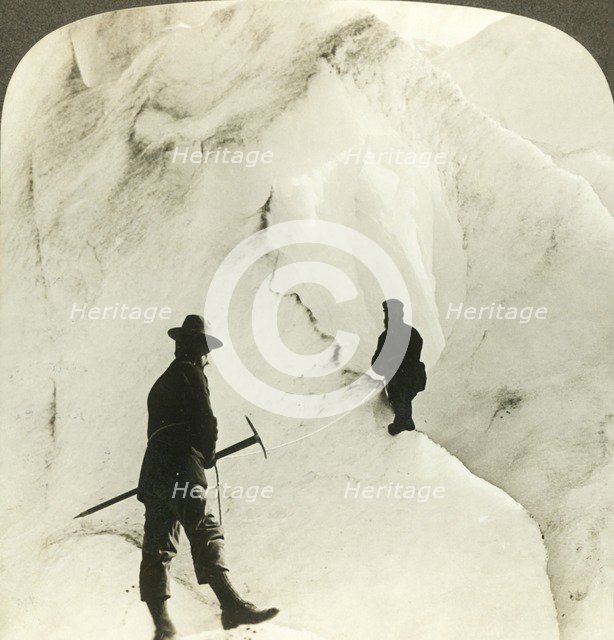 'Among mountains and chasms of ice - enormous crevasses of Brigsdal glacier, - Norway', c1905. Creator: Unknown.