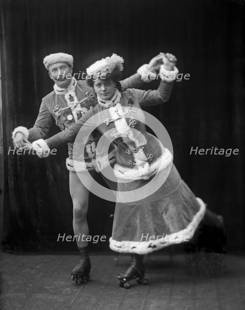 Circus roller-skating artists, Landskrona, Sweden, 1910. Artist: Unknown