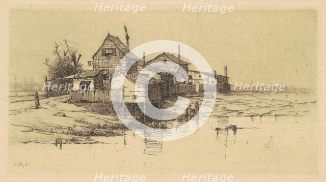 Shanties on the Harlem, 1881-1882. Creator: Charles A Platt.