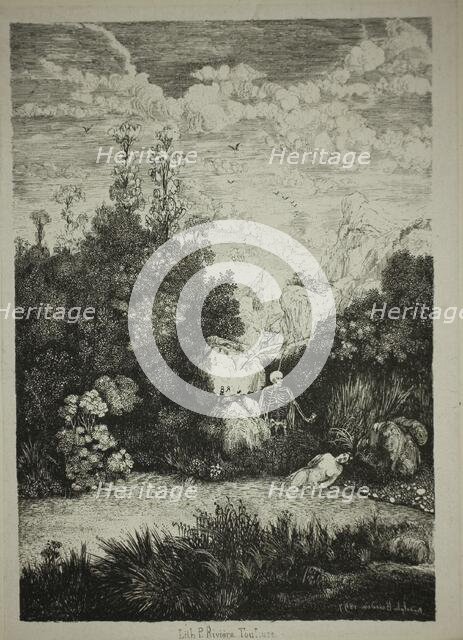 Bathing Woman and Death, 1857. Creator: Rodolphe Bresdin.