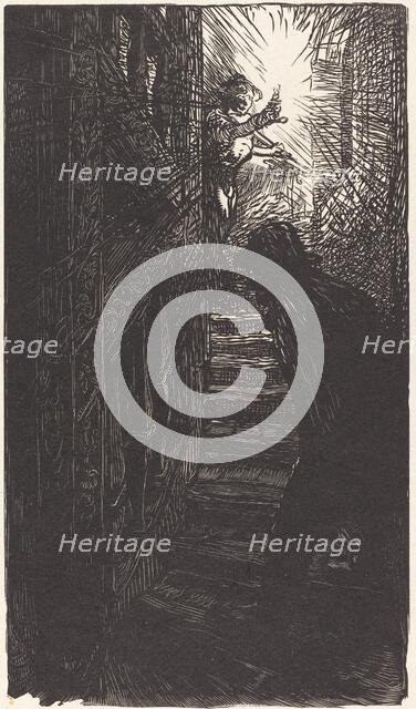 Escalier sculpte rue Boutebrie, published 1901. Creator: Auguste Lepere.