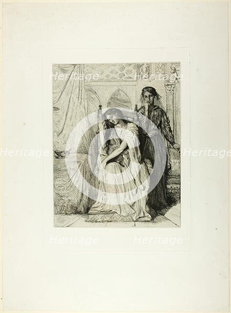 The Willow Song, plate nine from Othello, 1844. Creator: Theodore Chasseriau.