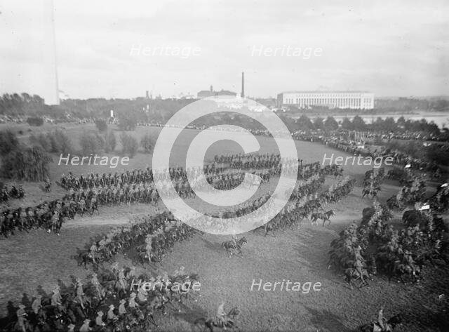 Cavalry Review By President Wilson - Cavalry In Maneuvers, 1913. Creator: Harris & Ewing.