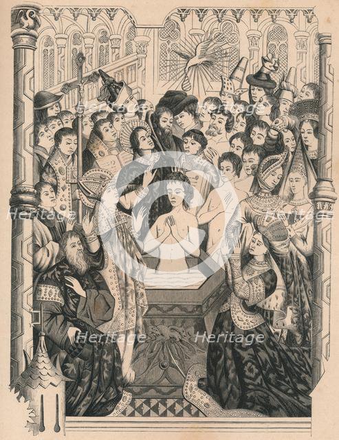 Baptism of King Clovis I, 15th century, (1849).  Creator: Paul Lacroix.