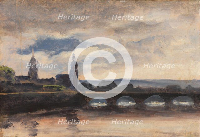 The Augustusbrücke in Dresden, 1829 or 1830. Creator: Thomas Fearnley.