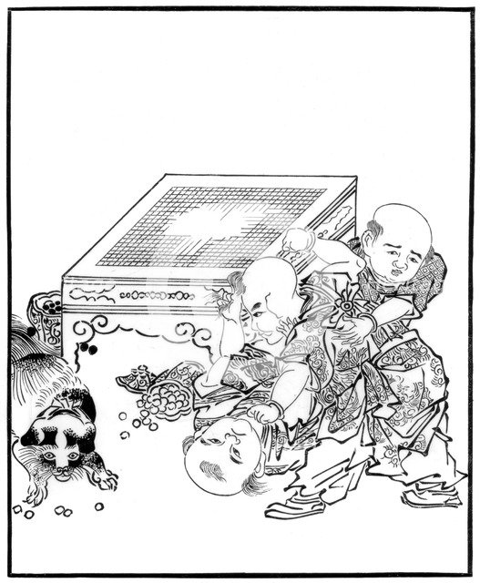 Chinese boys quarrelling, 17th century (1886). Artist: Unknown