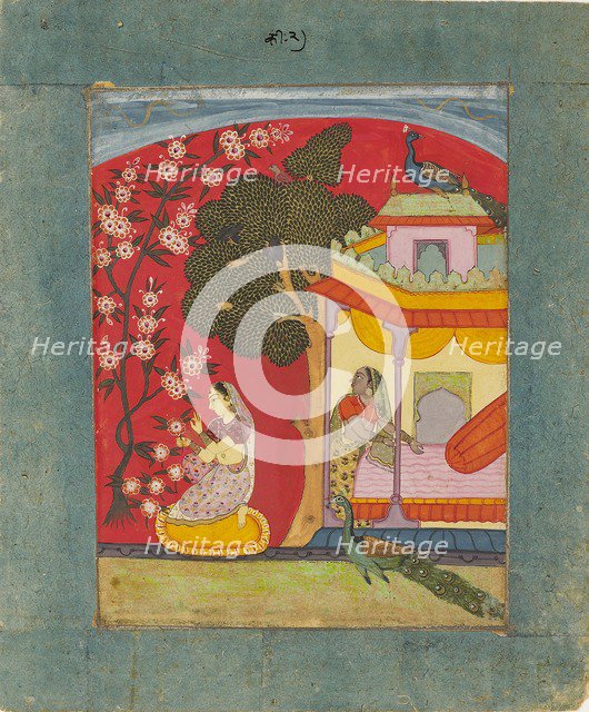 A lady picking blossoms, illustrating the musical mode Ramakali Ragini, c1675. Artist: Unknown.