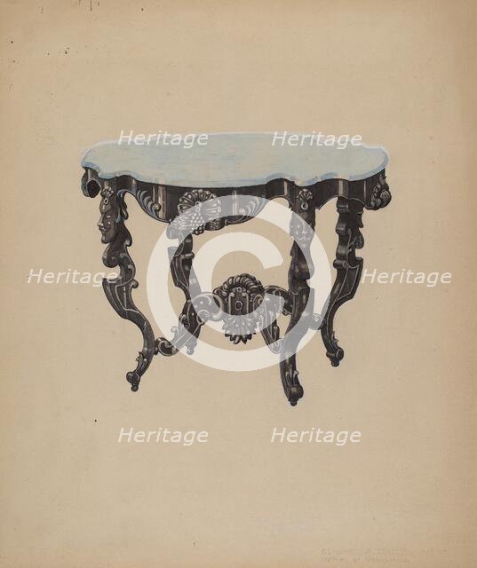 Ebony, Marble-top Table, c. 1938. Creator: Edward A Darby.