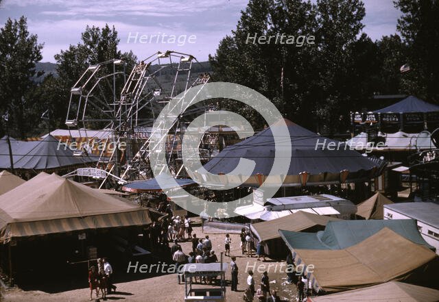 Side shows at the Vermont state fair, Rutland, 1941. Creator: Jack Delano.