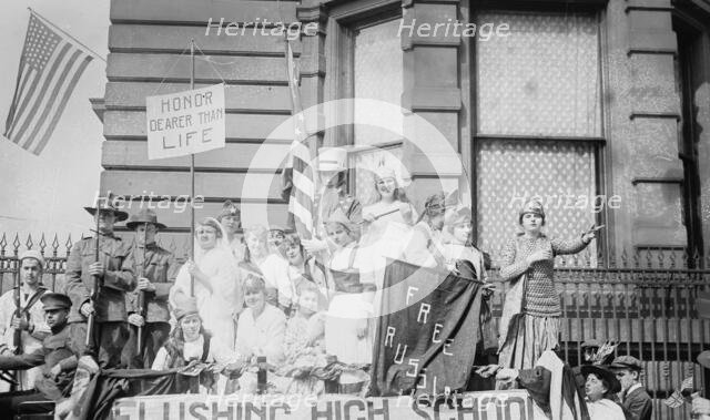 High School Float in "Wake Up" parade, 1917. Creator: Bain News Service.